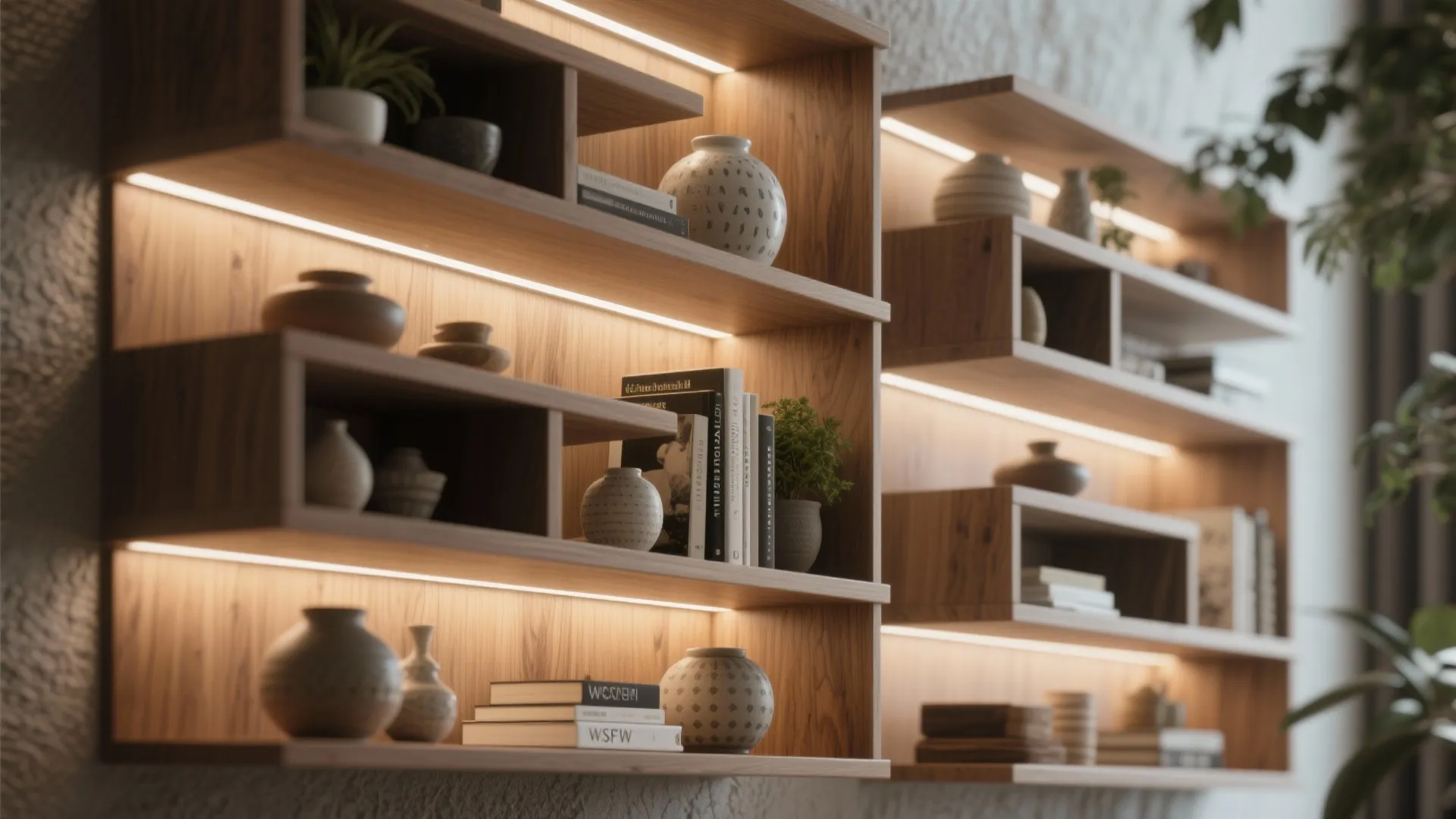 5. Architectural Shelving and Floating Elements