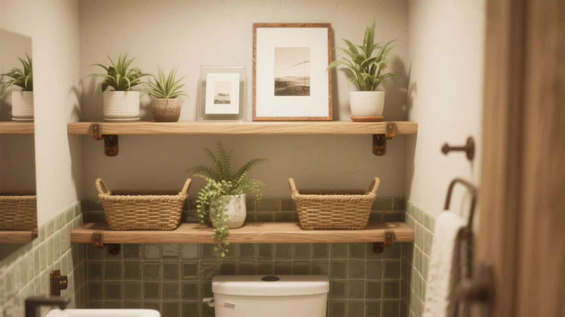 2. Floating shelves with curated displays