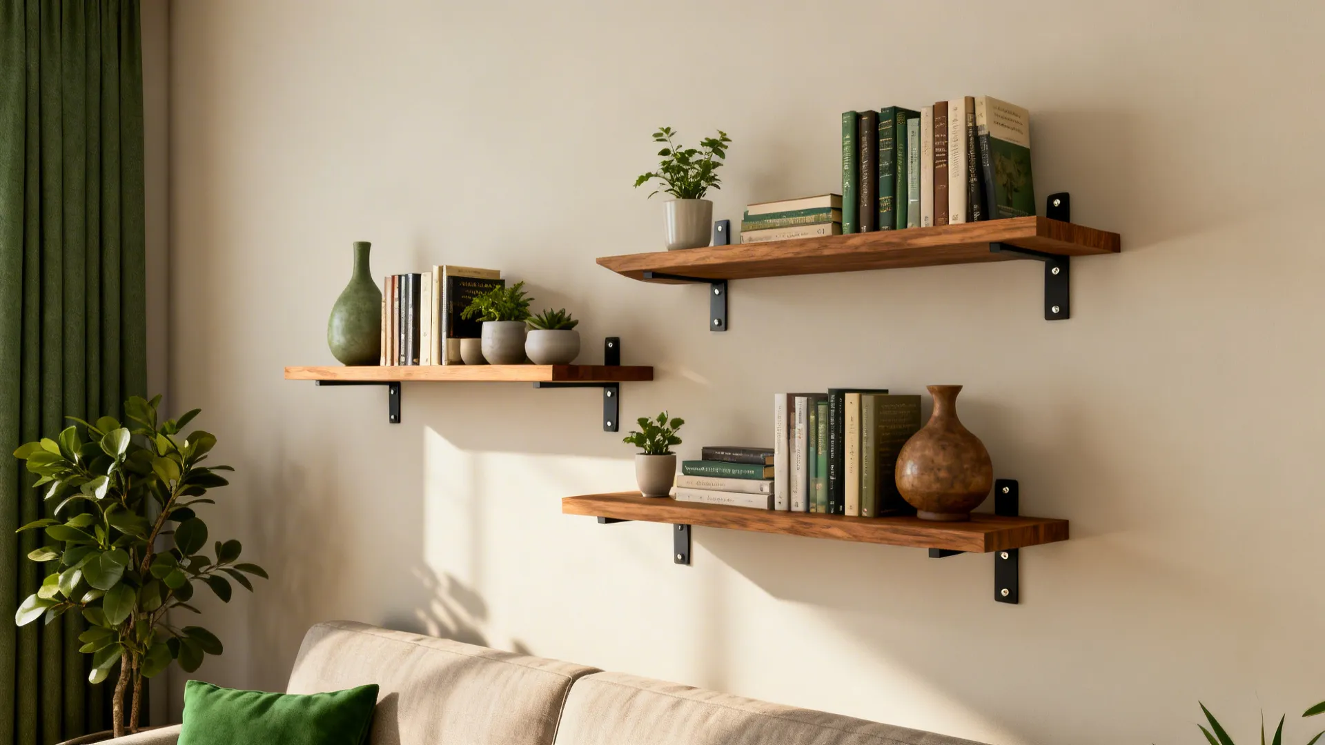 3. Floating Shelves Styled for Function