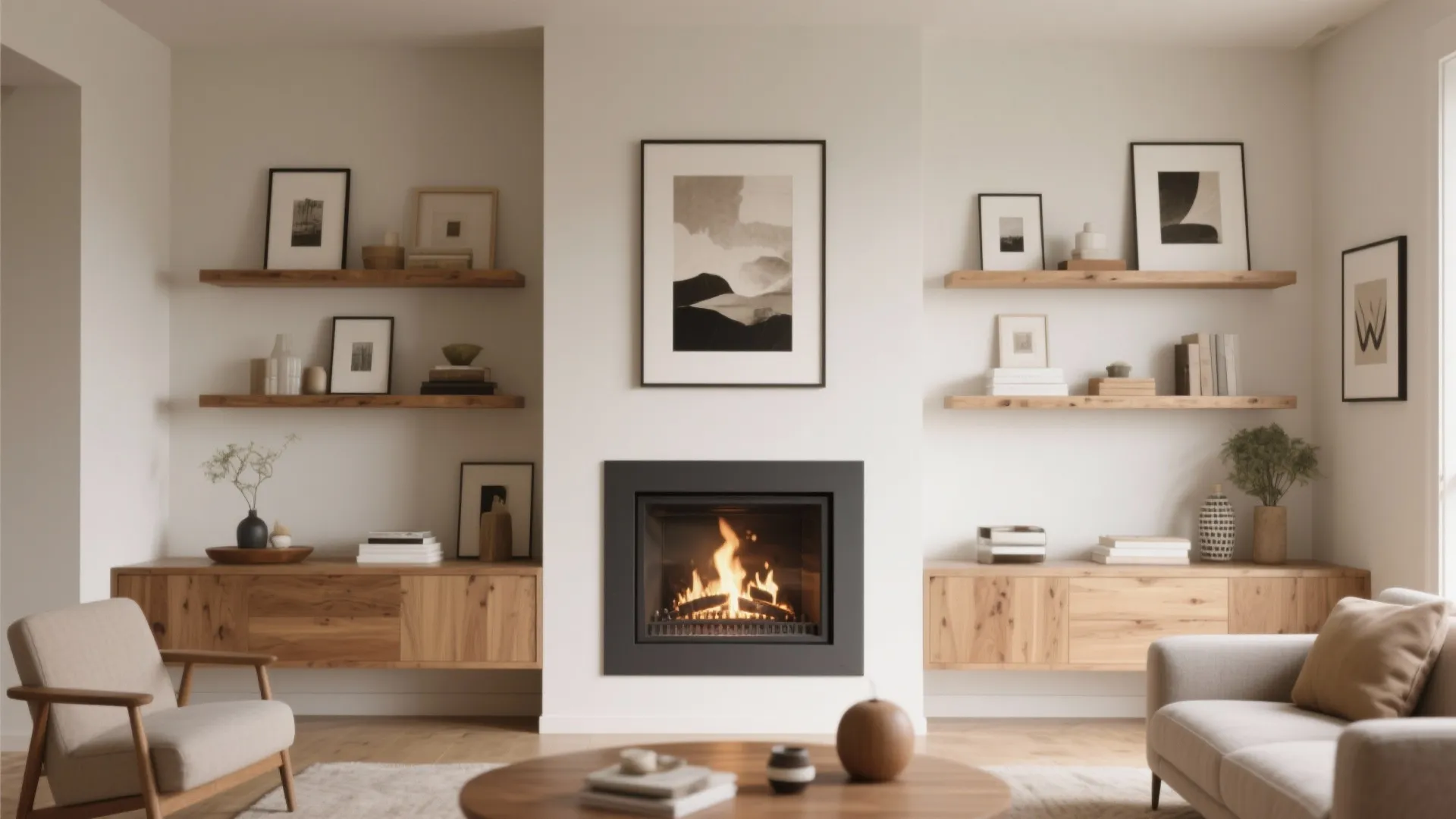 Floating Shelves and Art Mix