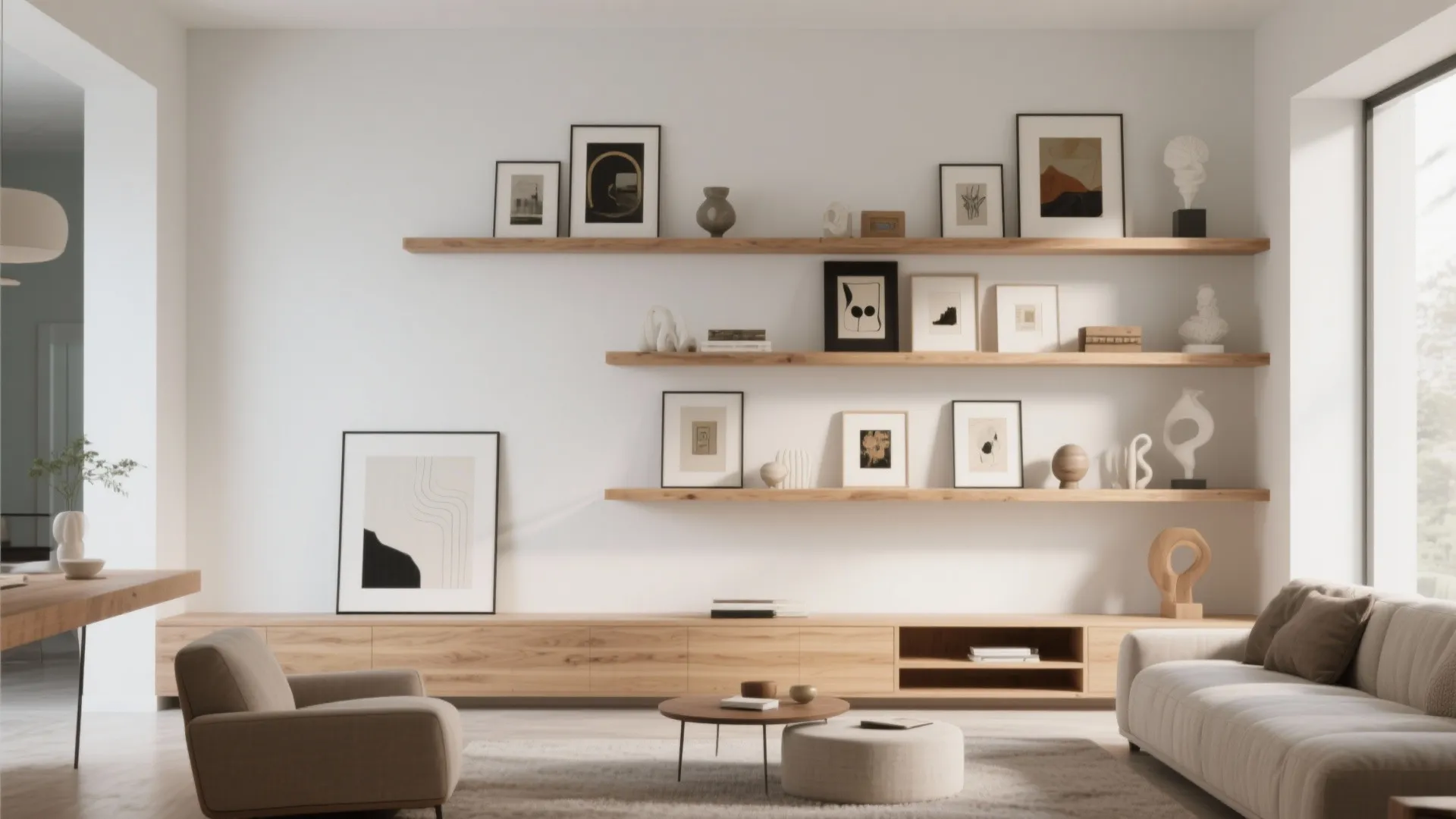 Floating Shelves with Rotating Art