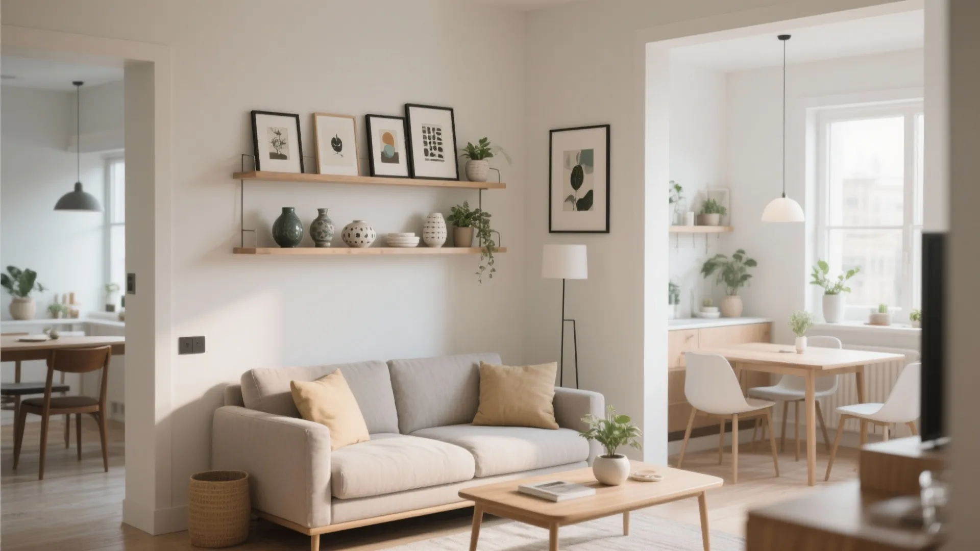 Floating Shelves With Art Objects