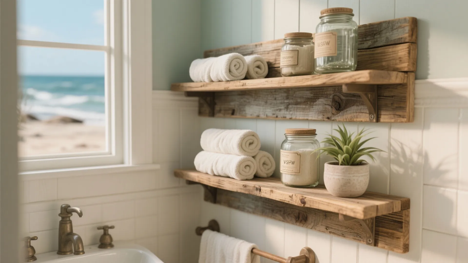 1. Floating shelves with personality