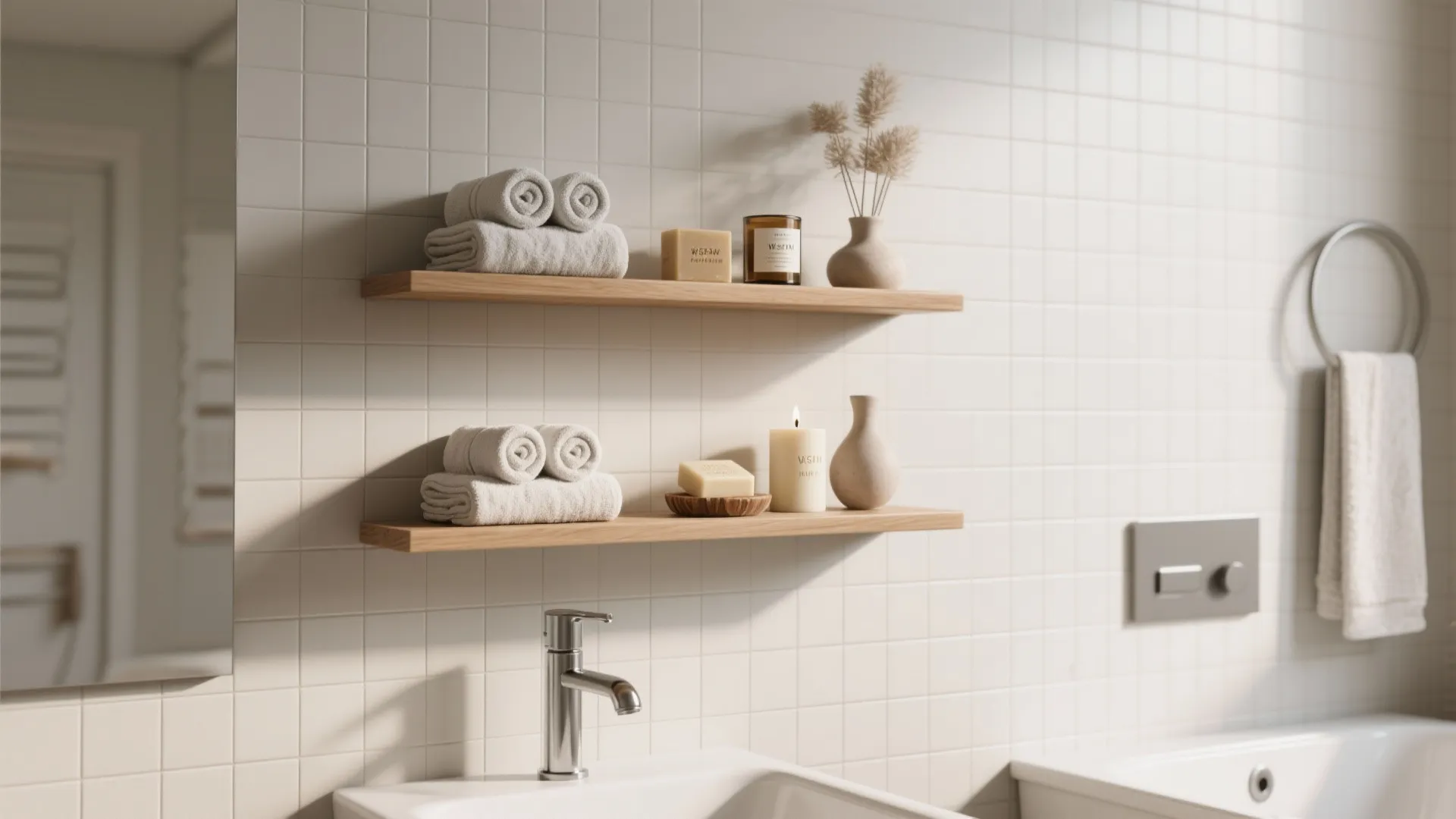 3. Floating Shelves with Curated Objects