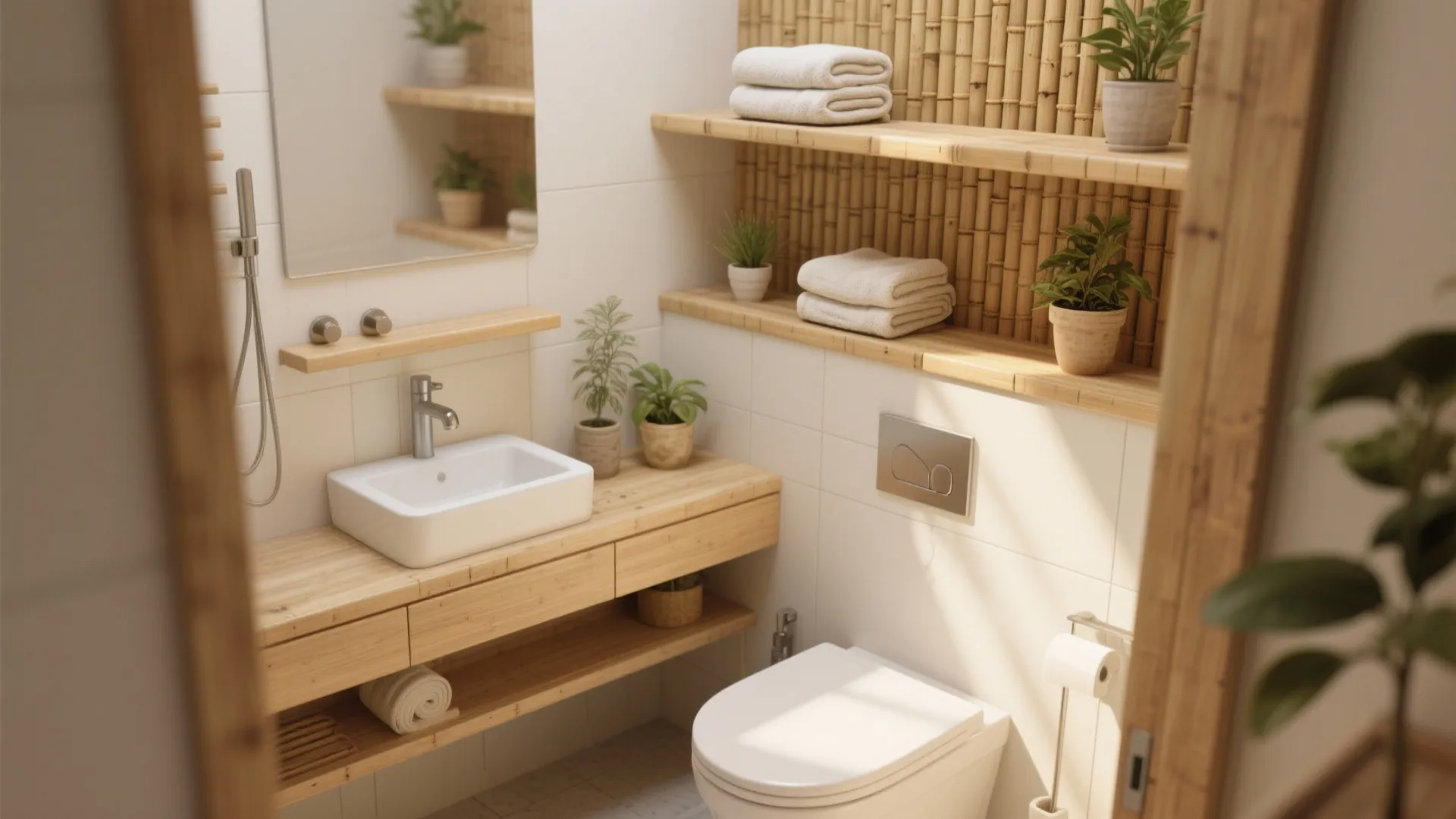 Minimalist storage using floating shelves