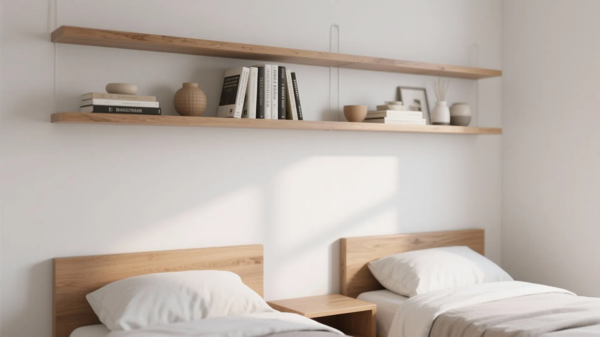 1. Floating Shelves Above the Bed