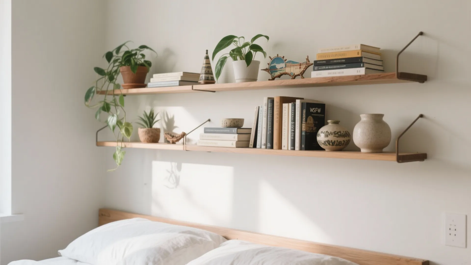 2. Floating Shelves with Personality