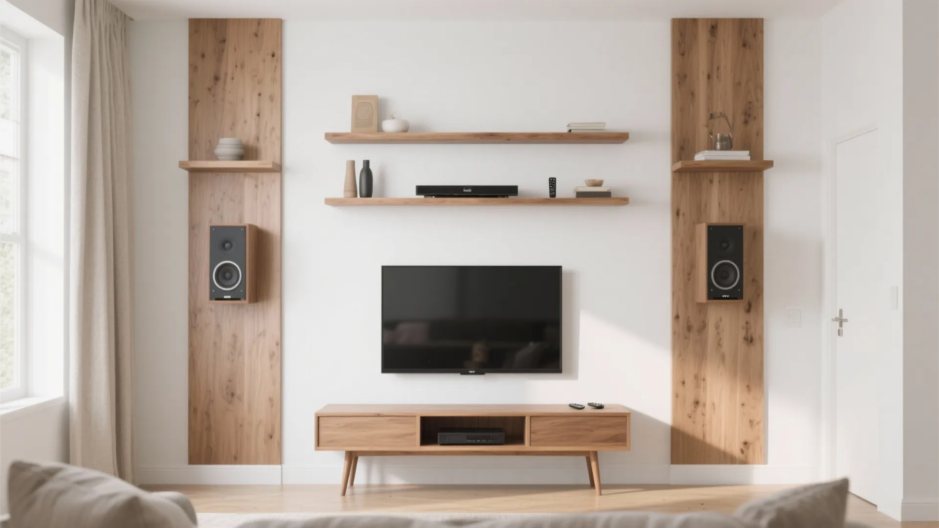 Floating Shelves + Slim Console Symmetry