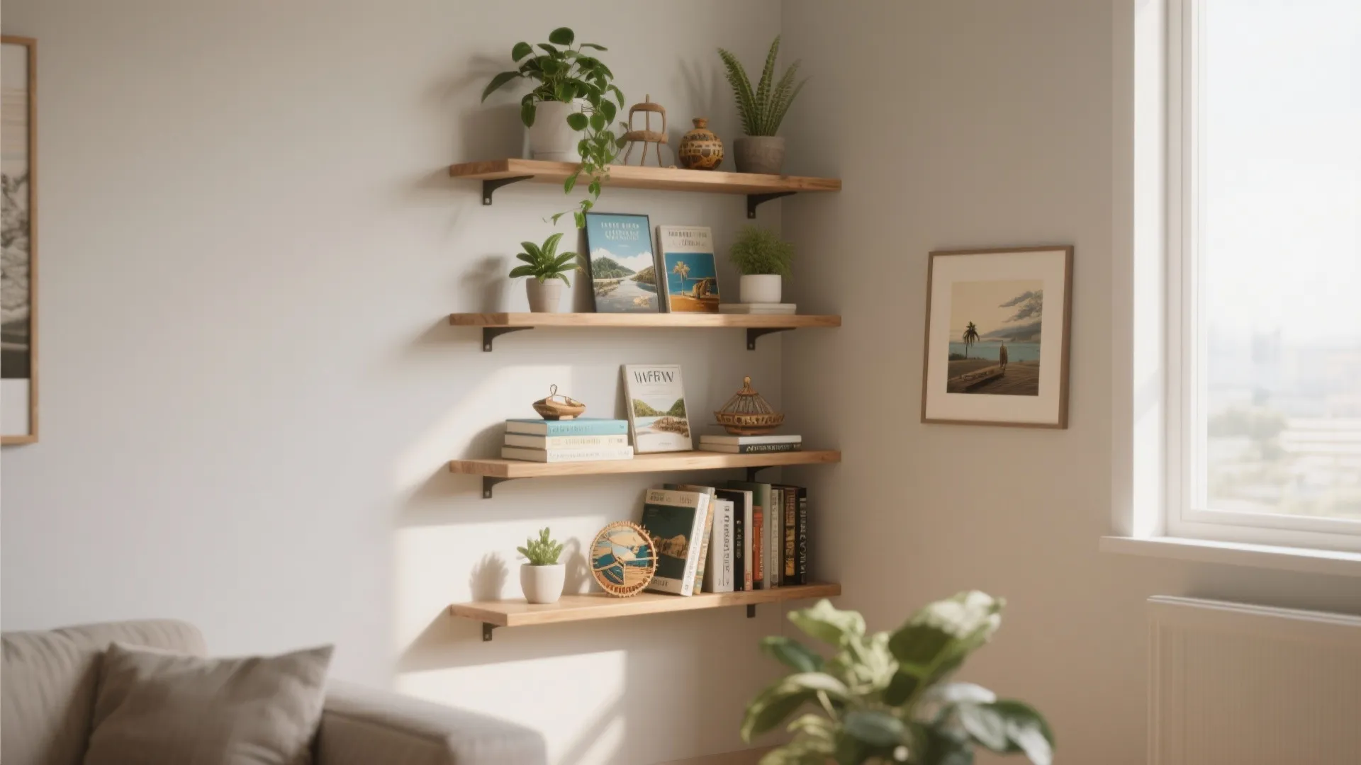 2. Floating Shelves Display