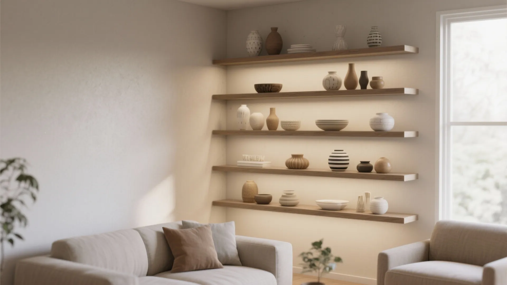 6. Floating Shelves Display