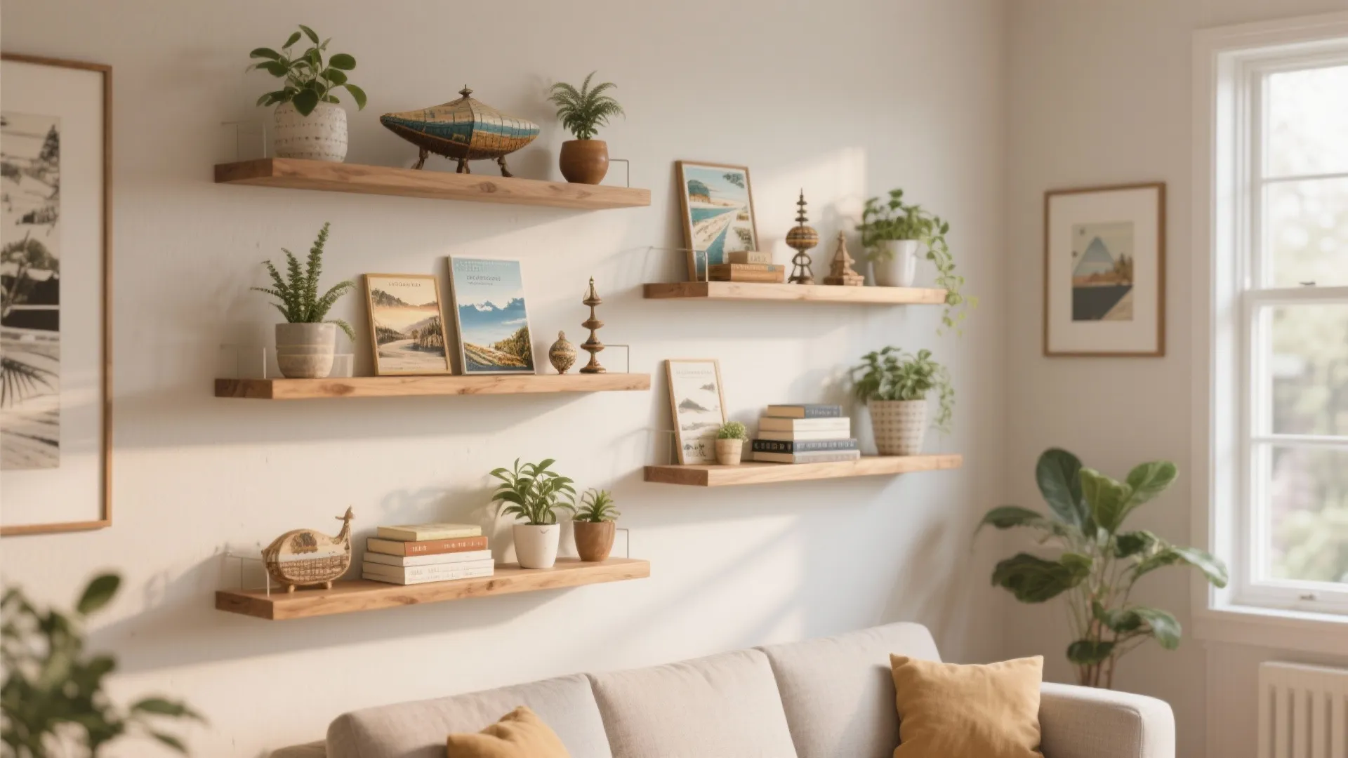 2. Floating Shelves with Curated Decor