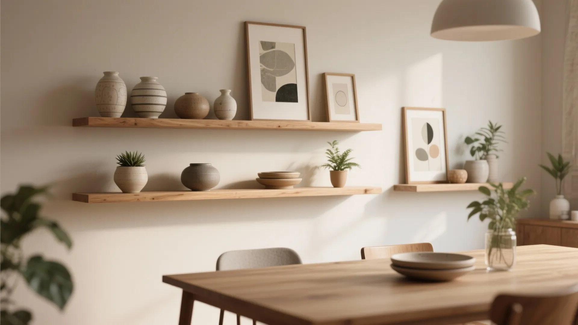 2. Floating Shelves with Curated Decor