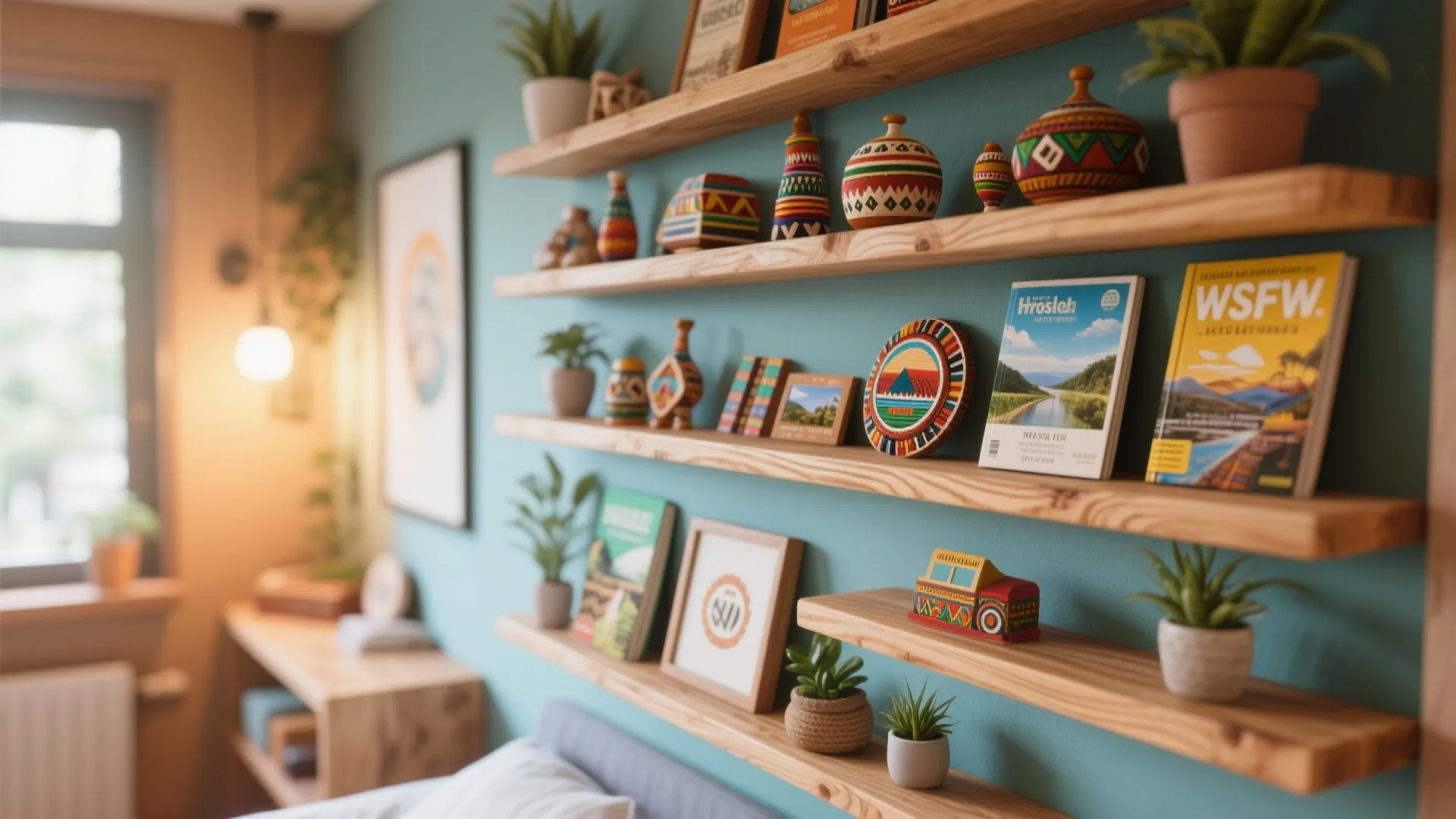 Floating Shelves with Decor Mix