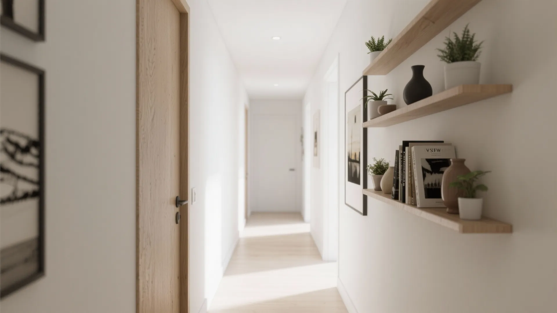 Floating shelves with curated objects