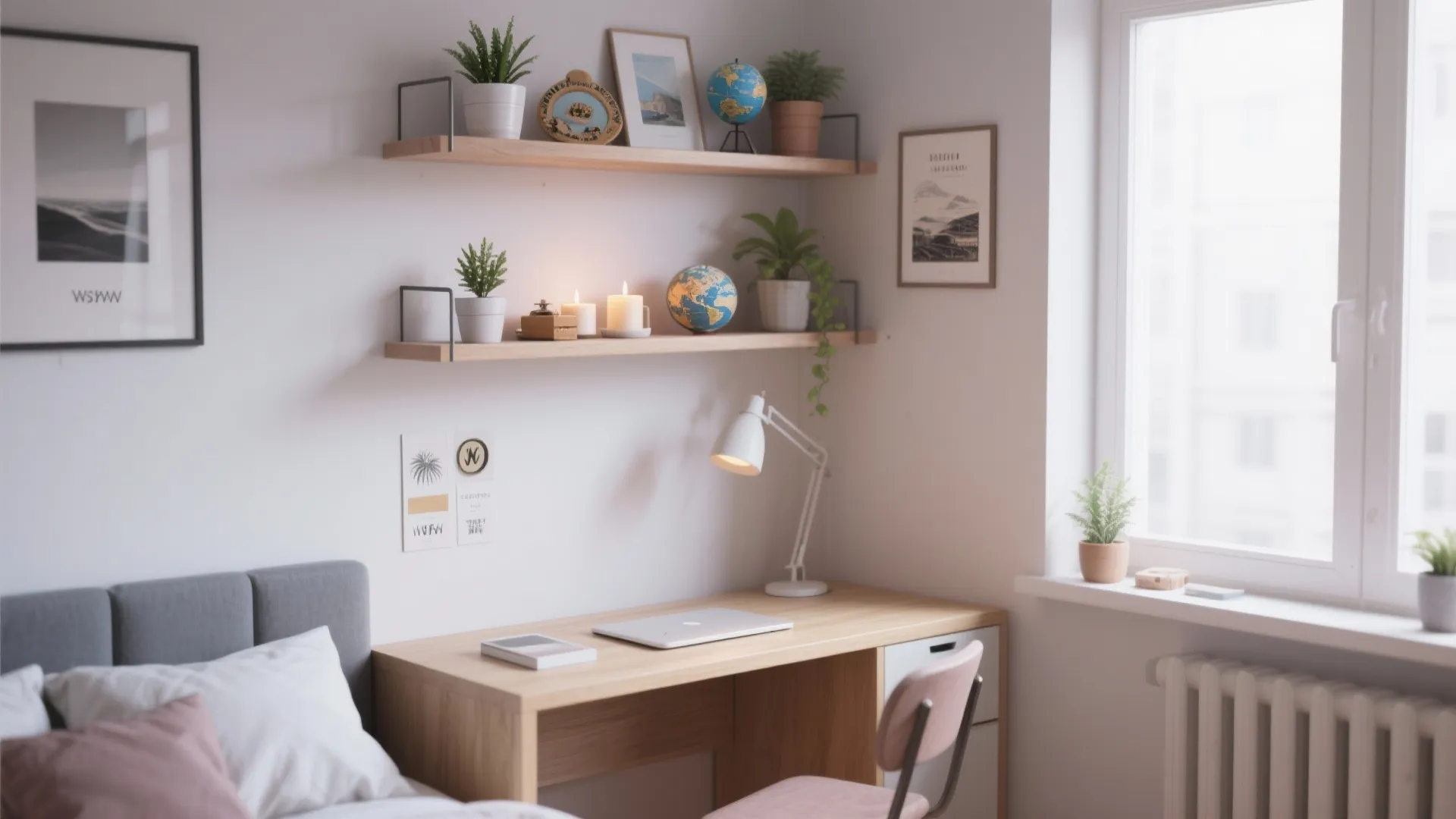 3. Floating Shelves with Styled Vignettes