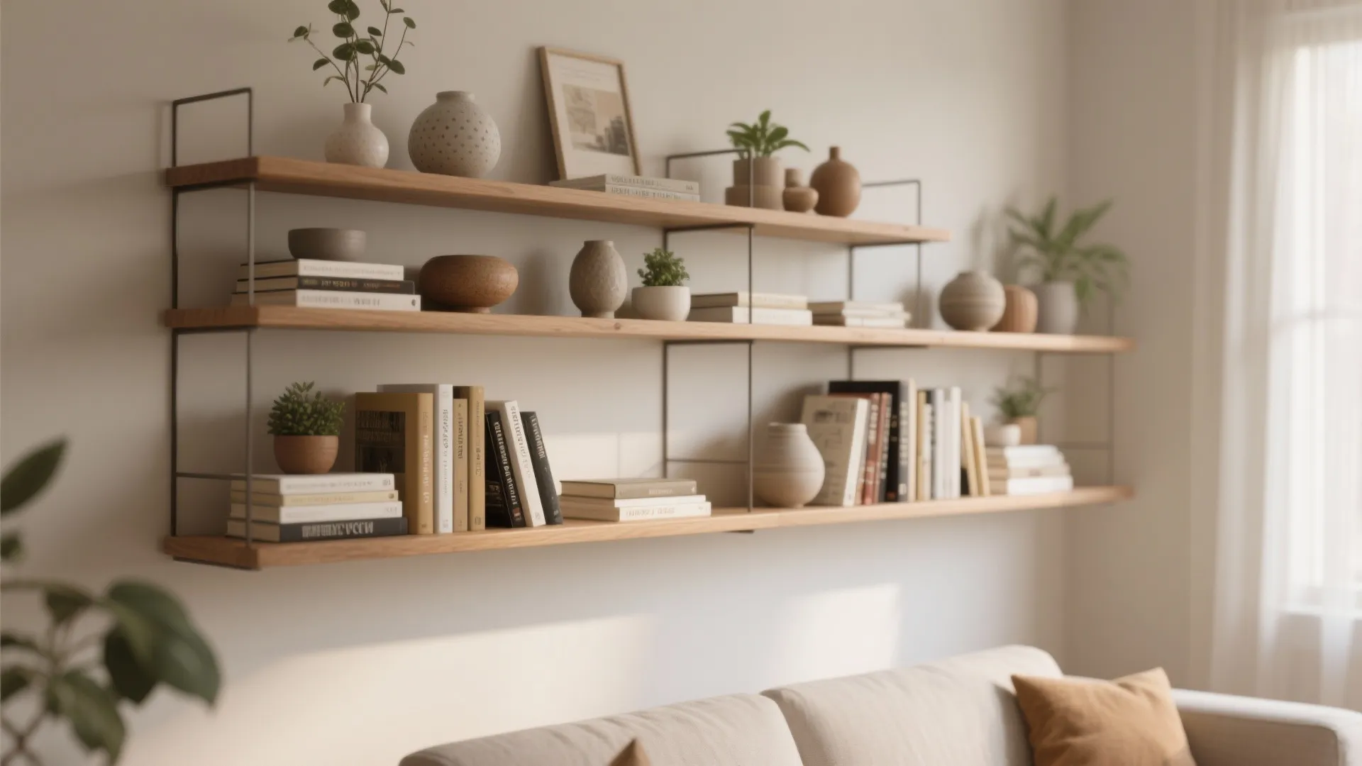 5. Floating Shelves with Curated Decor