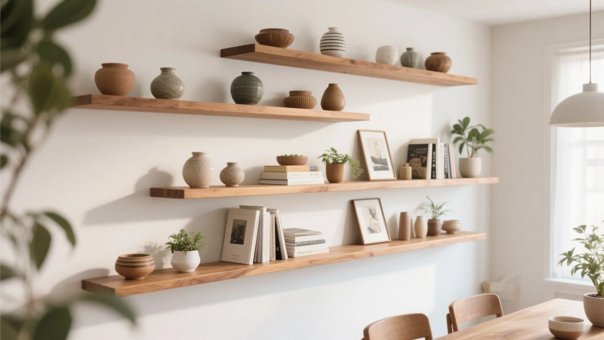Floating Shelves with Decorative Objects
