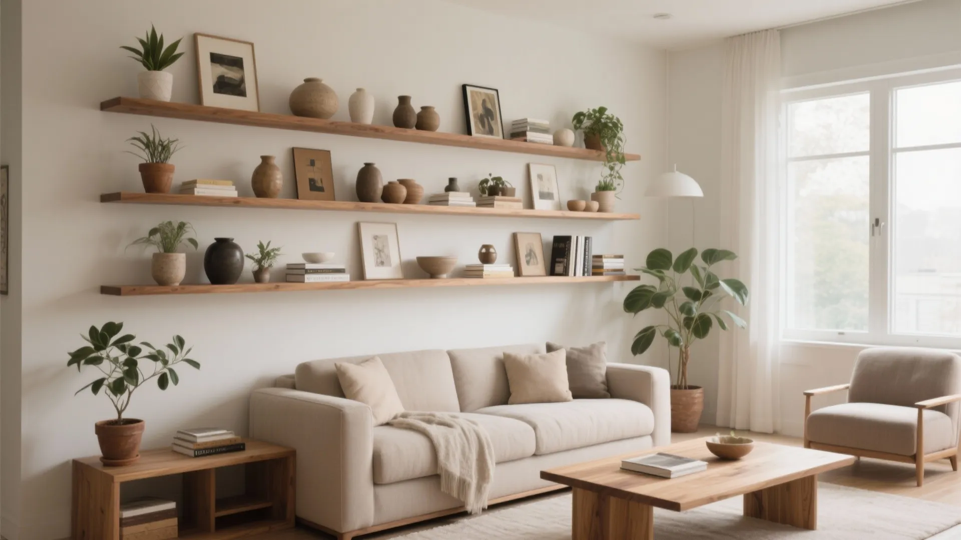 Floating Shelves with Statement Pieces