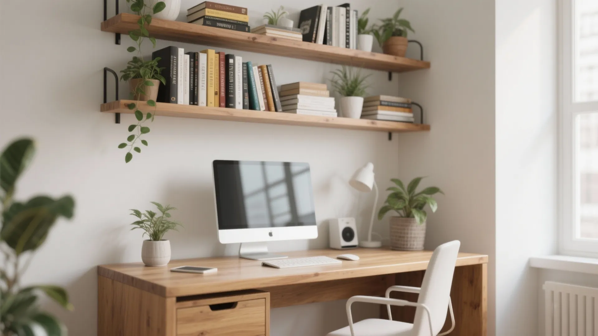 1. Floating Shelves Over Desks