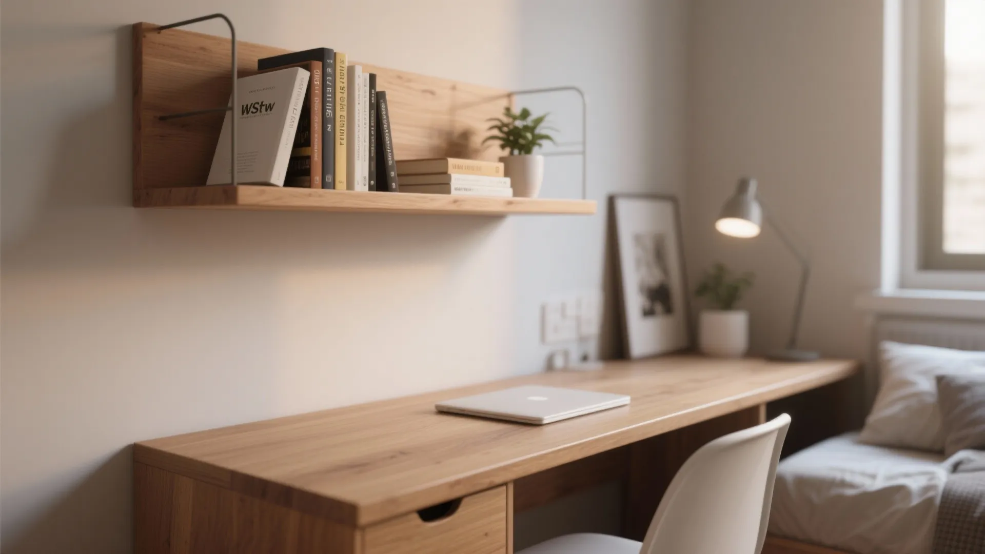 Floating Shelves Above the Desk