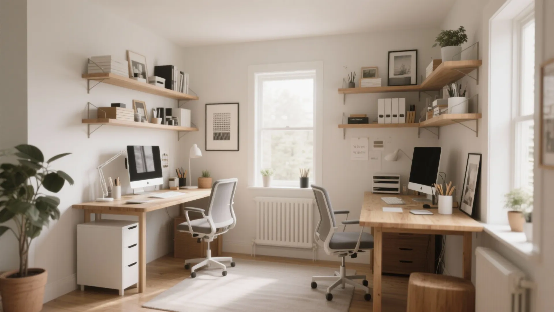 6. Floating Shelves Over Desks