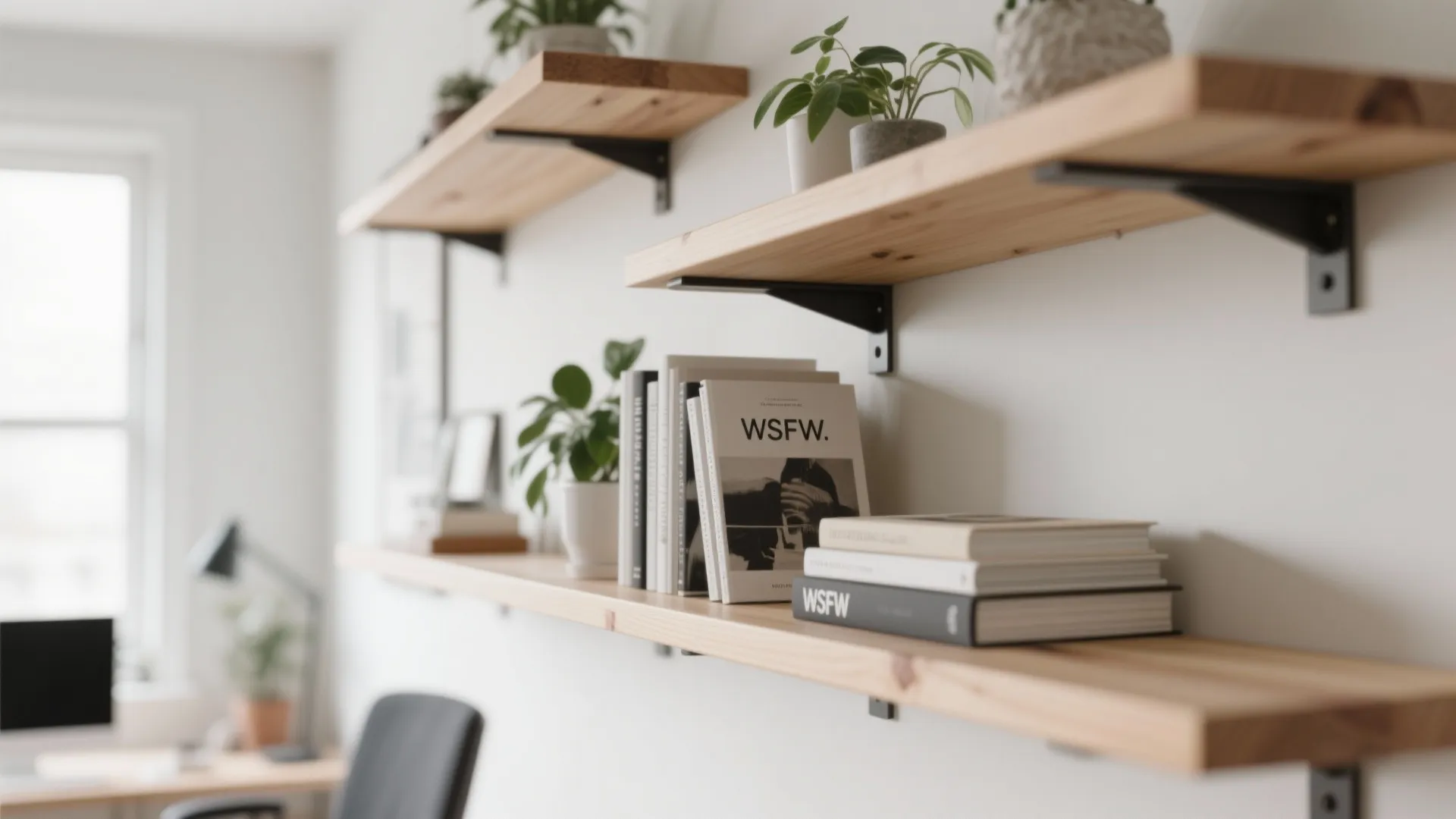 1. Floating Shelves with Hidden Brackets