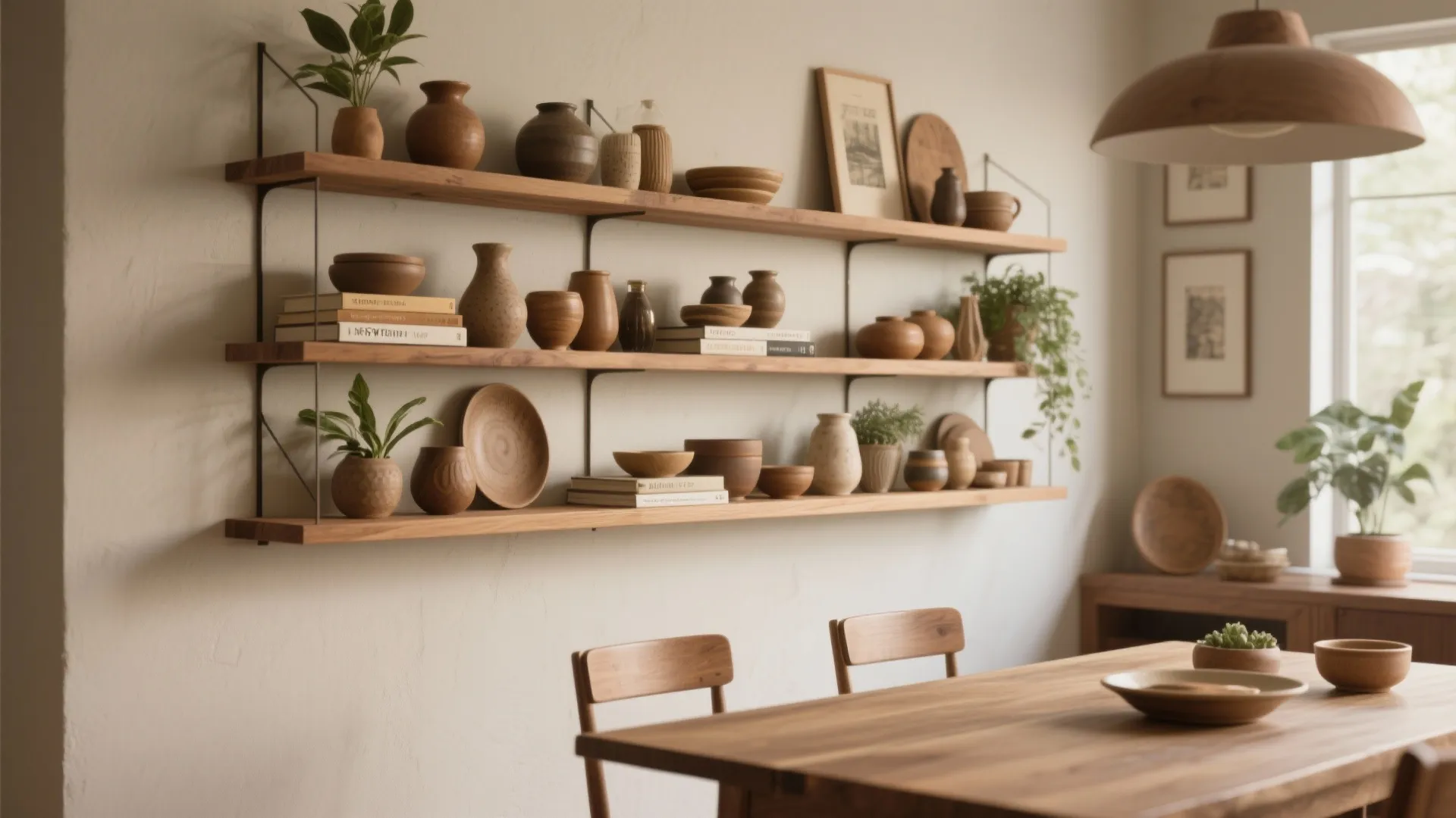 2. Floating Shelves with Curated Displays