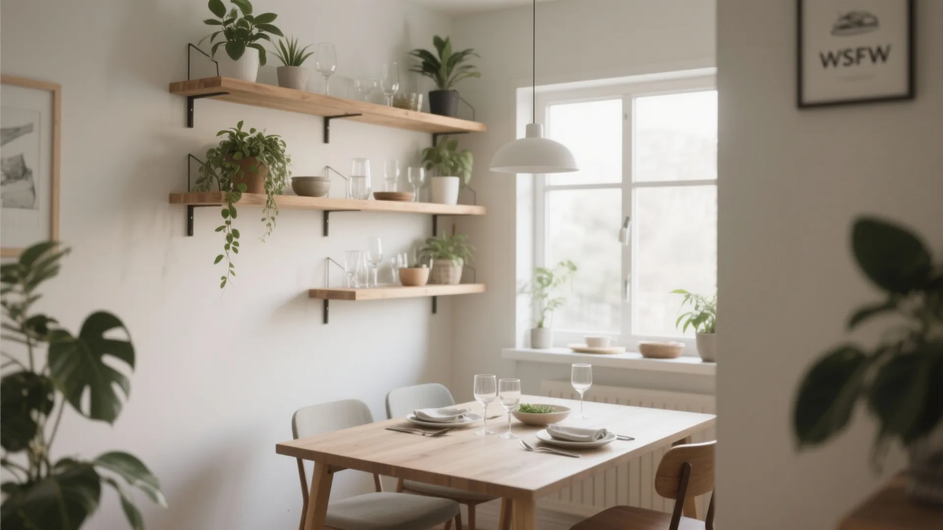 8. Floating Shelves Instead of Cabinets