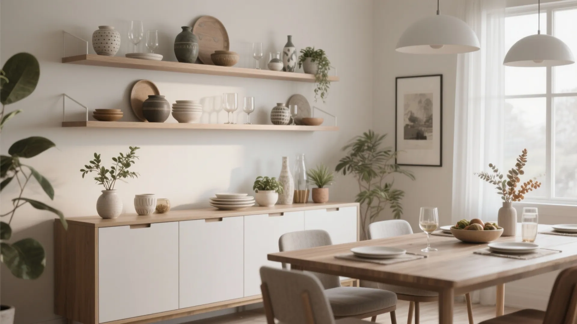 3. Floating Shelves with Decor