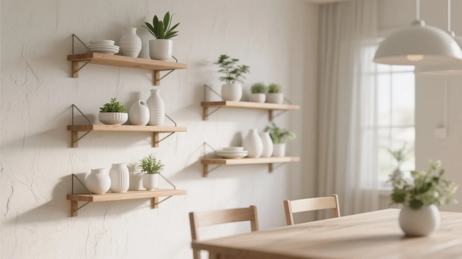 2. Floating Shelves with Curated Displays