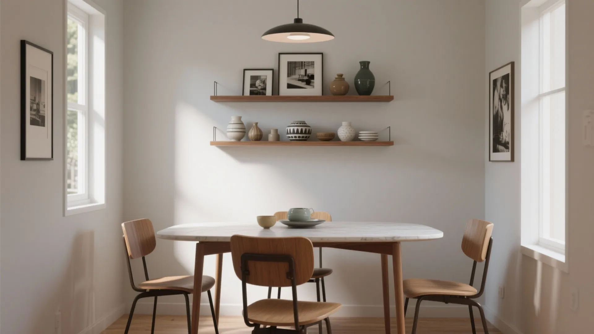 Floating Shelves with Curated Decor