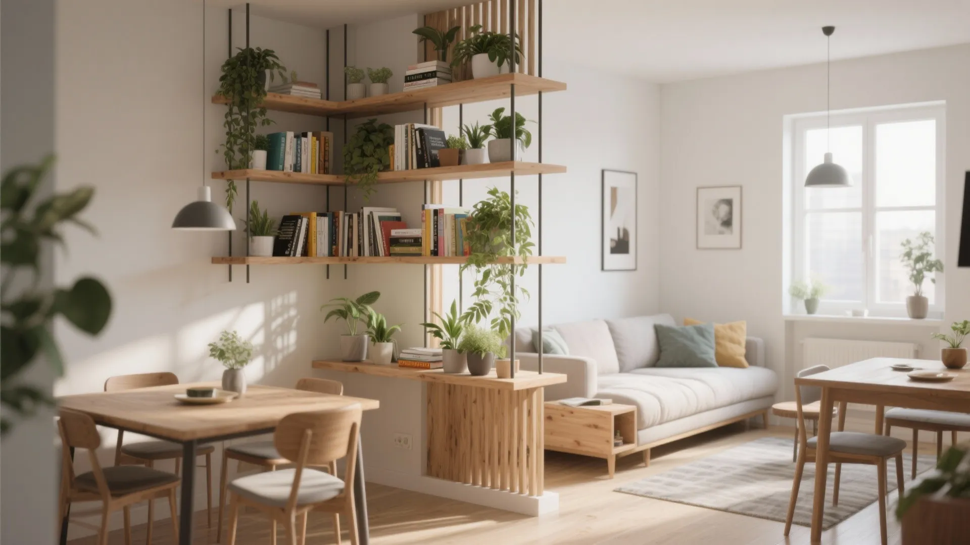 2. Floating Shelves as Room Dividers