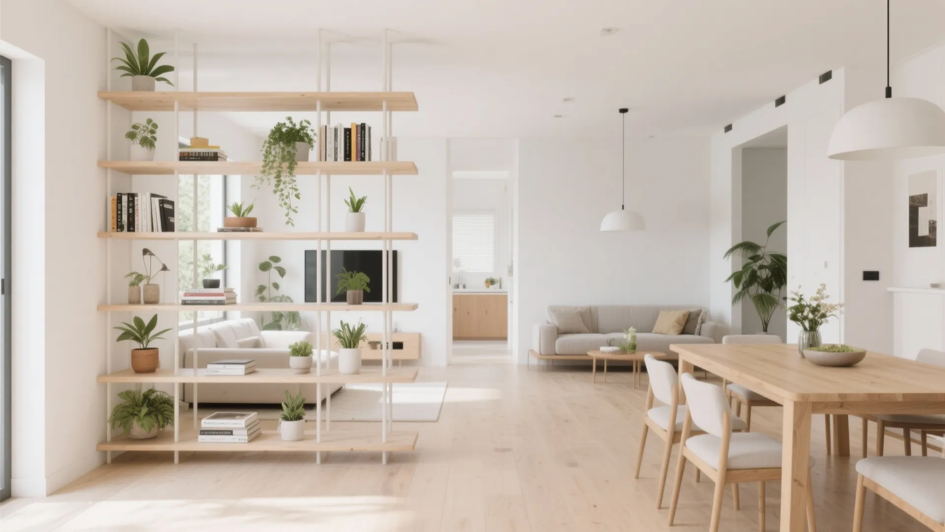 6. Floating Shelves as Dividers