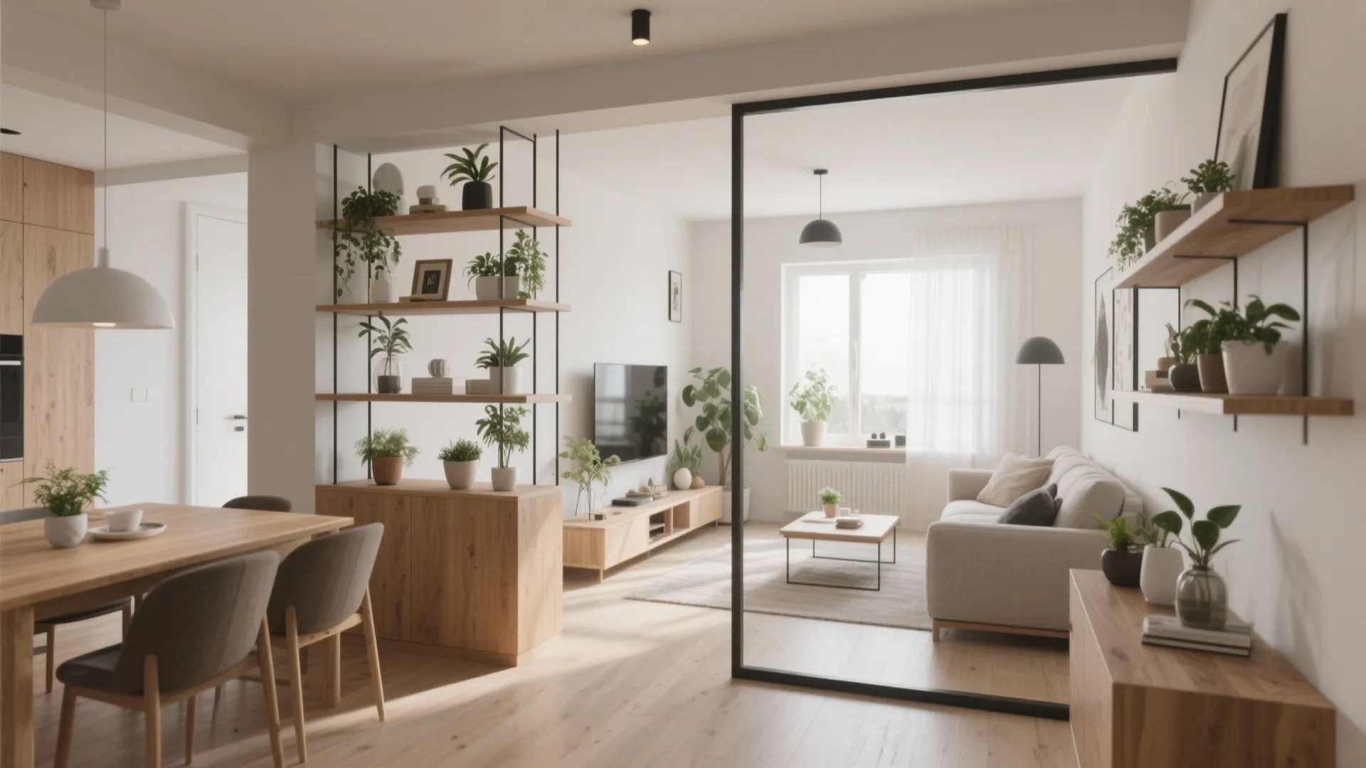 3. Floating Shelves as a Divider