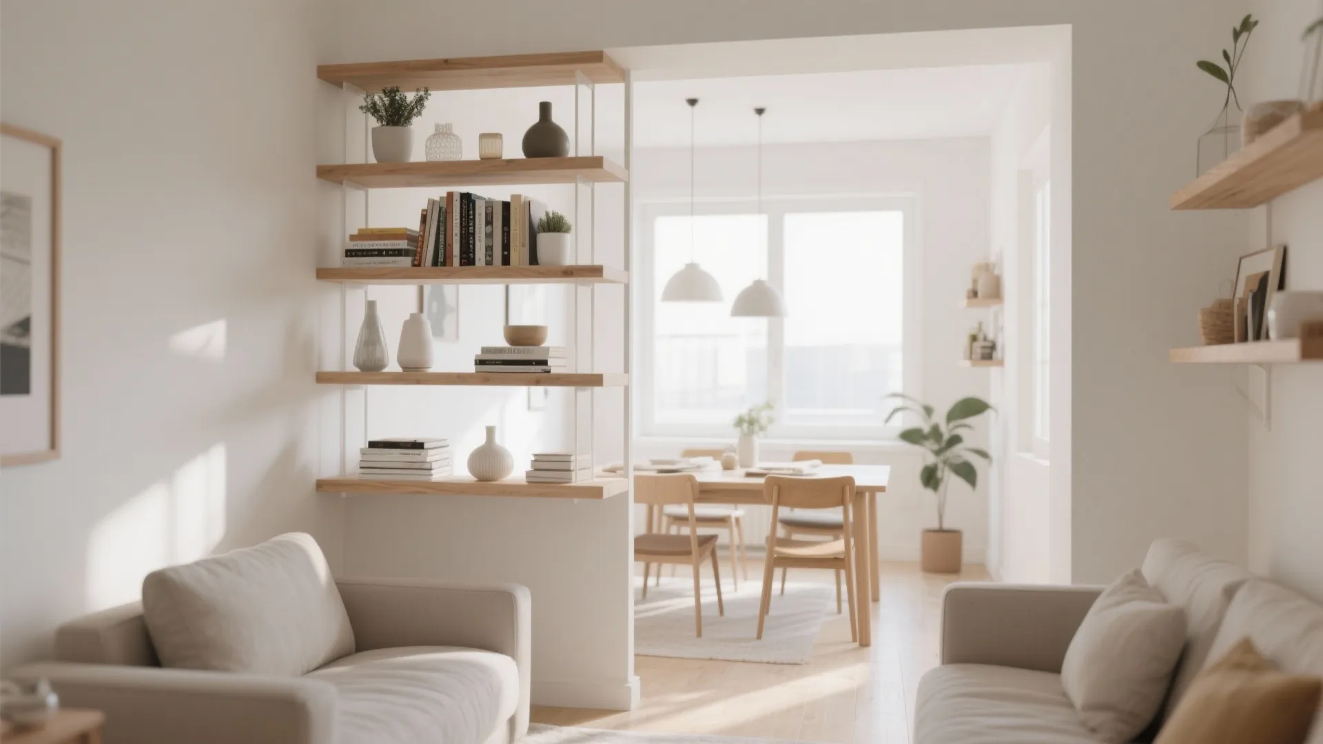 2. Floating Shelves as Room Divider