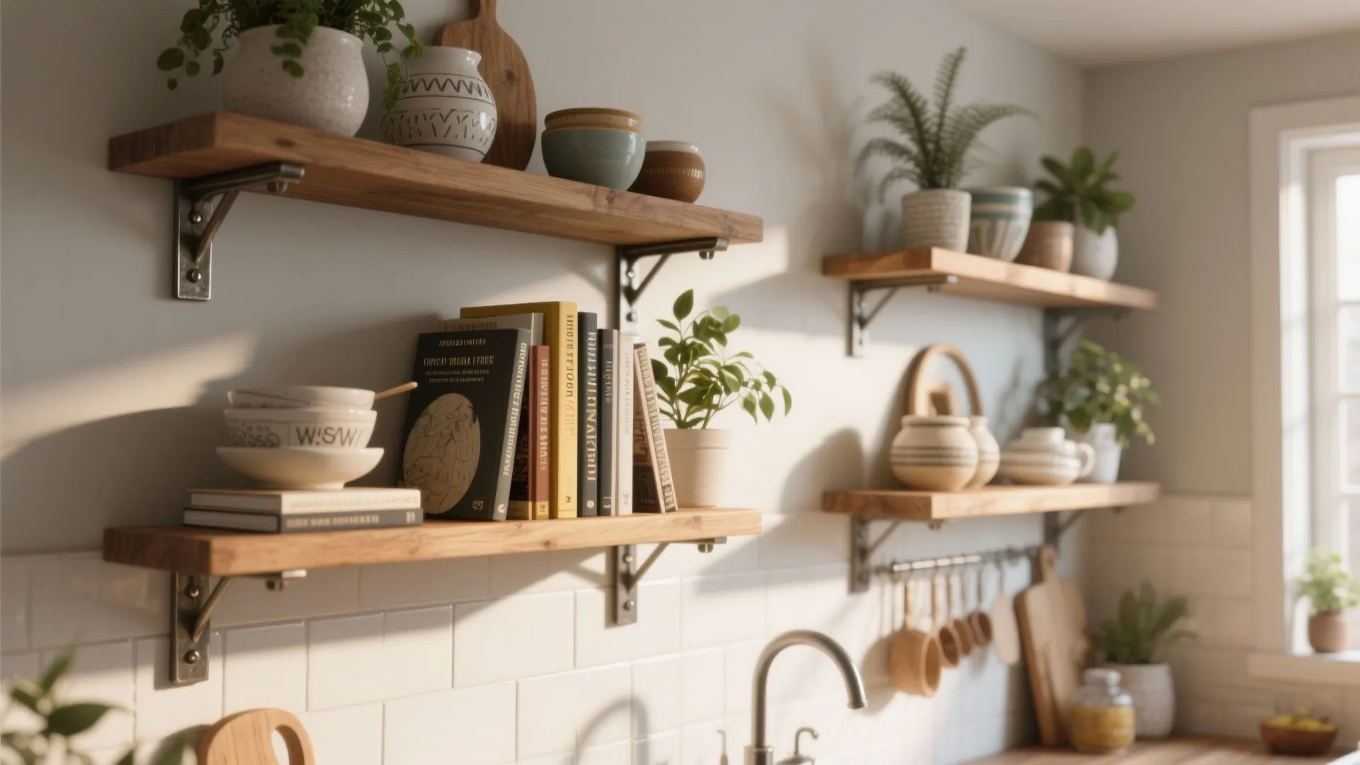 2. Floating Shelves with Character