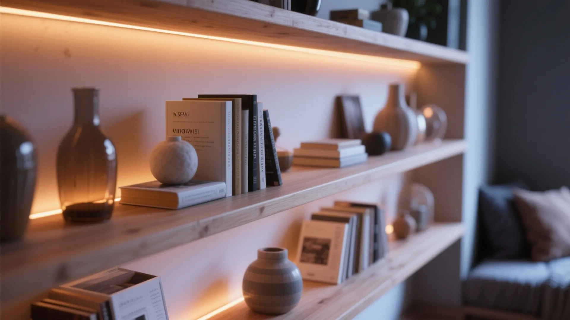 Floating Shelves with Integrated Lighting