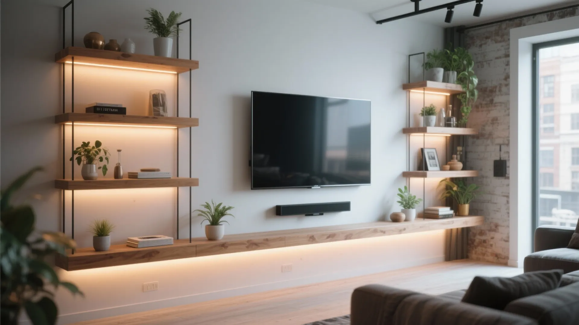 Floating Shelves with Integrated Lighting