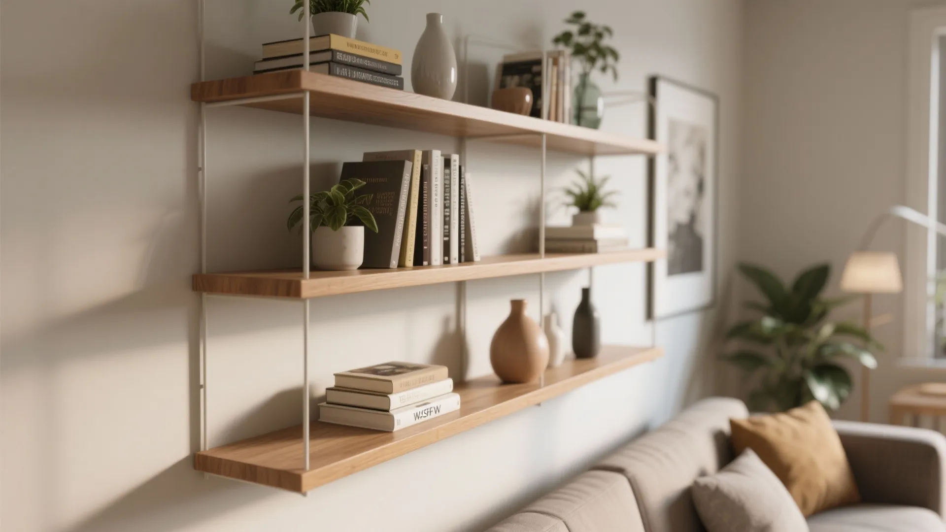 2. Floating Shelves for Vertical Storage