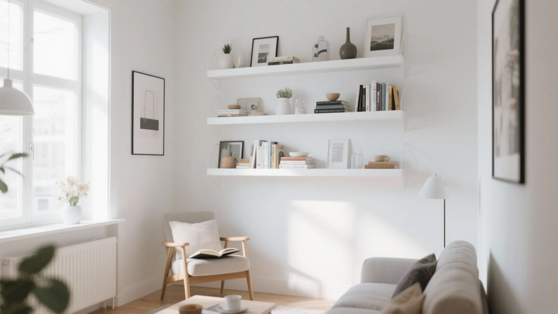 2. Floating shelves for vertical storage