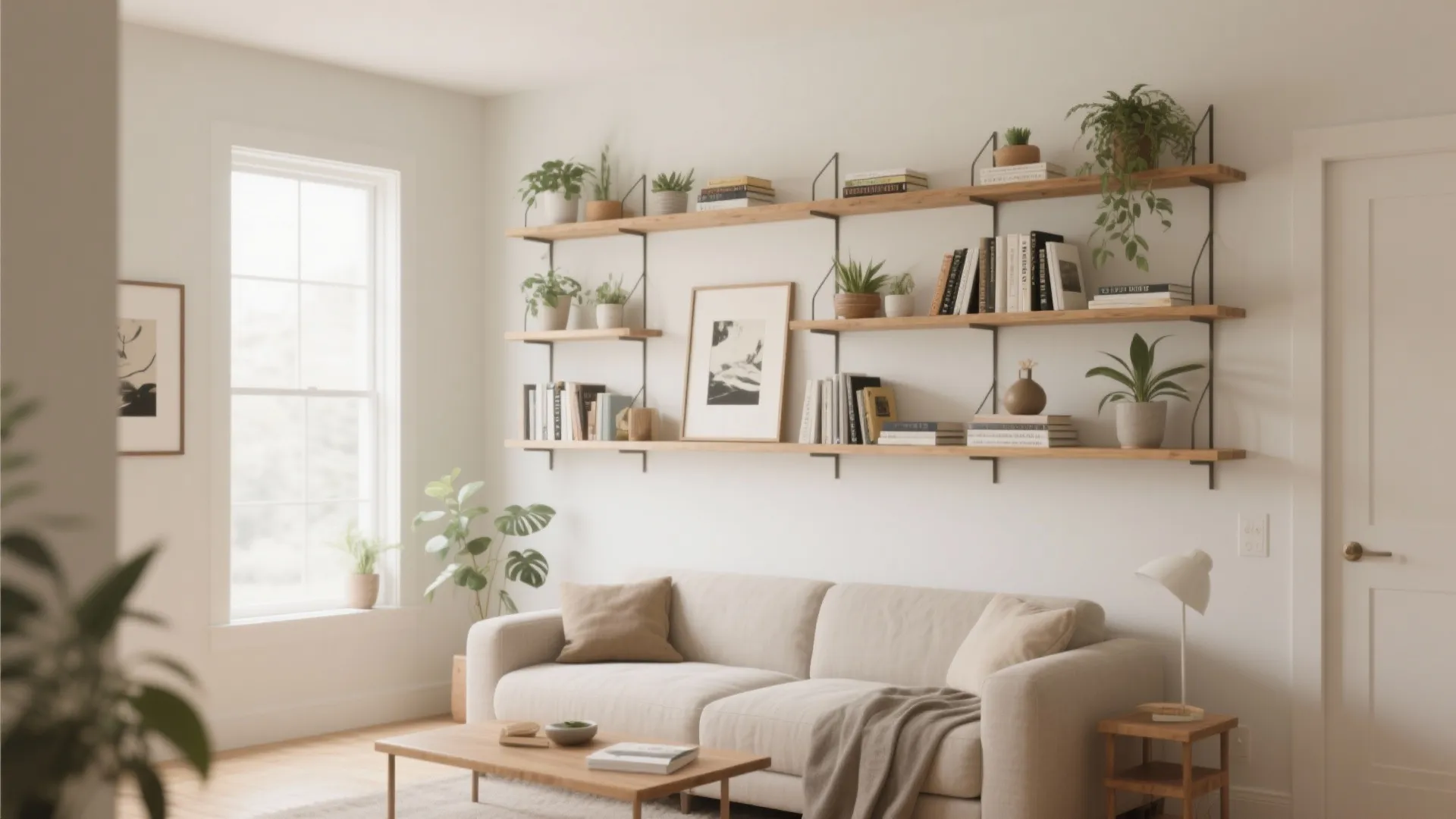 3. Floating Shelves for Storage