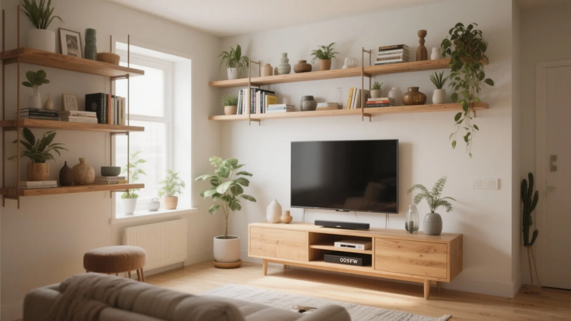 2. Floating Shelves for Vertical Storage