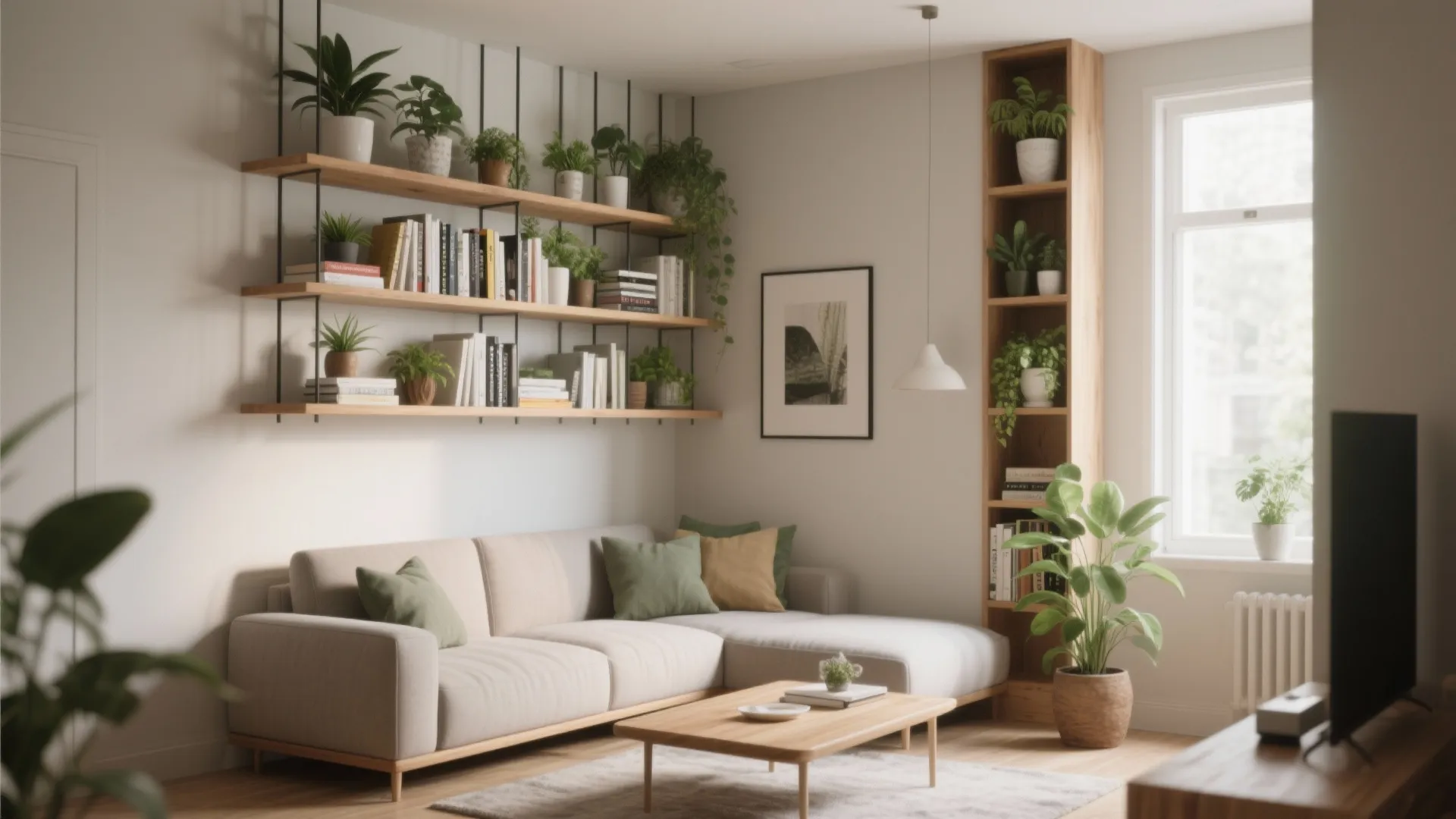 2. Floating Shelves for Vertical Storage