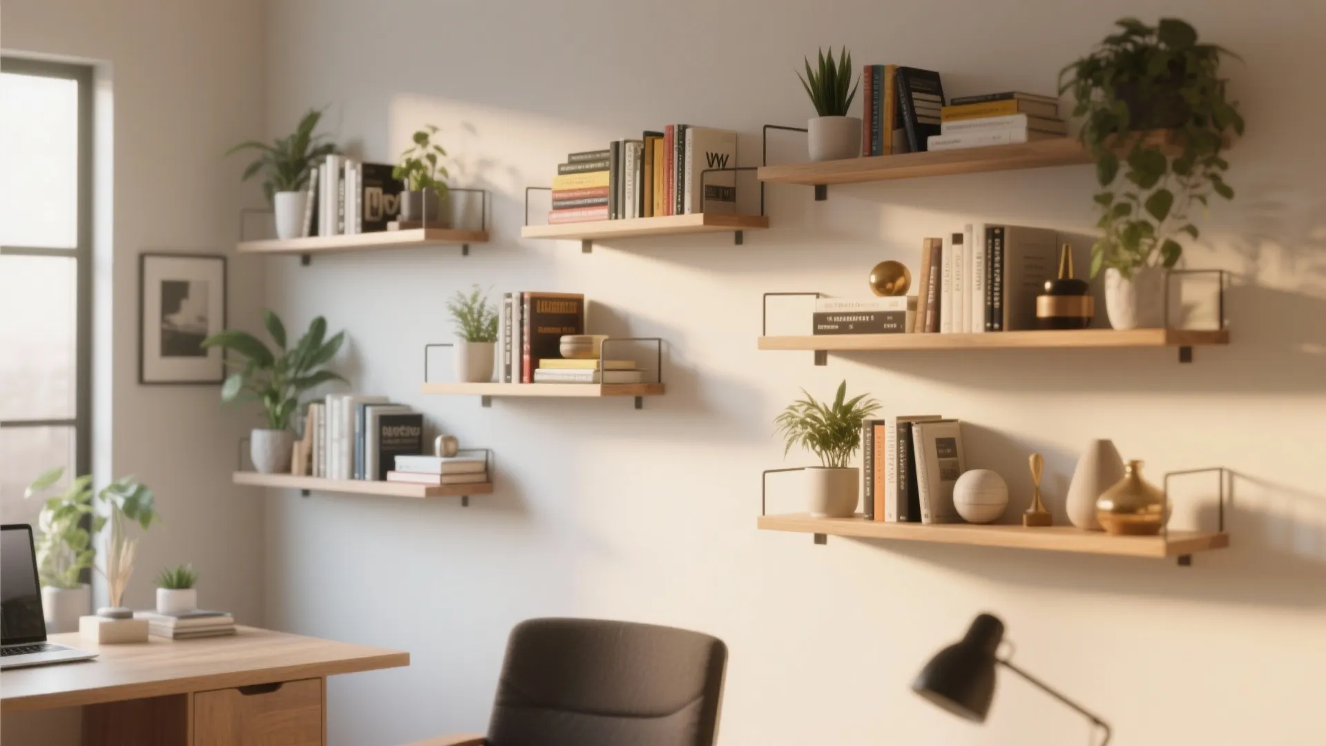 1. Floating Shelves for Maximum Wall Use