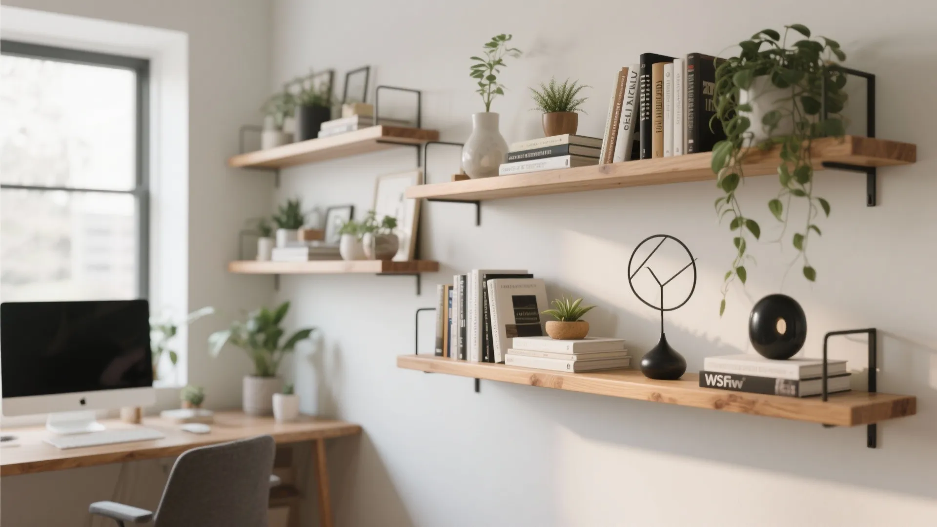 1. Floating Shelves with Personality