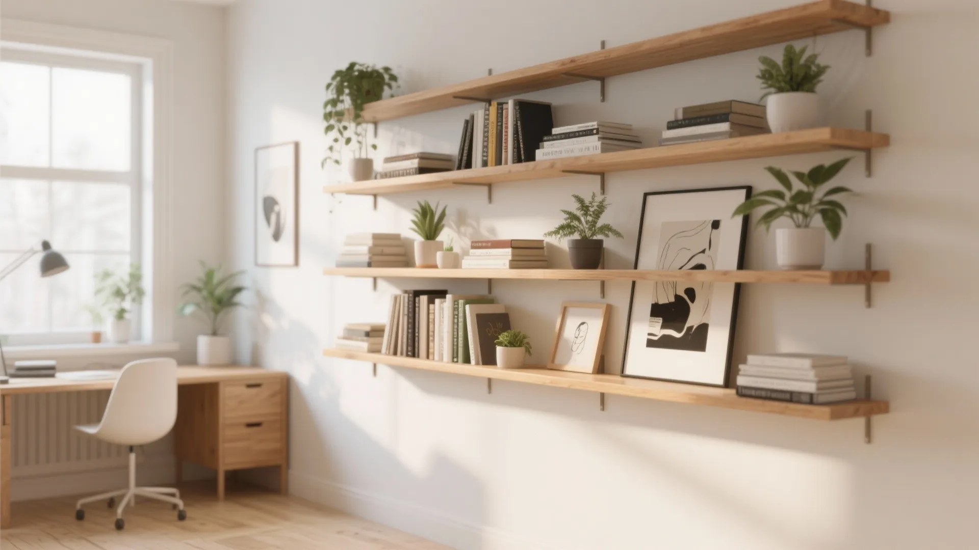 1. Floating Shelves for Vertical Storage