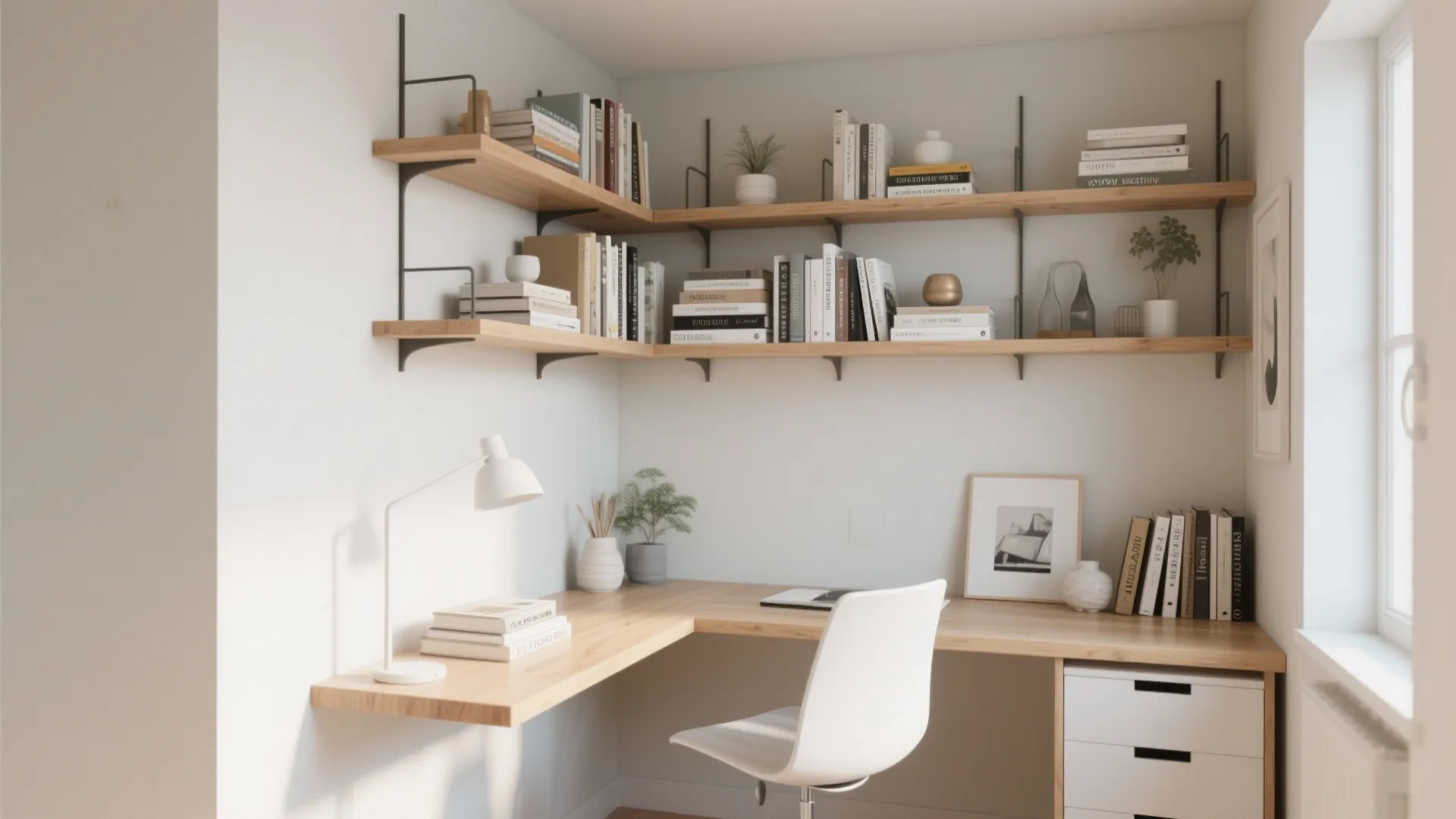 1. Floating Shelves for Visual Lightness