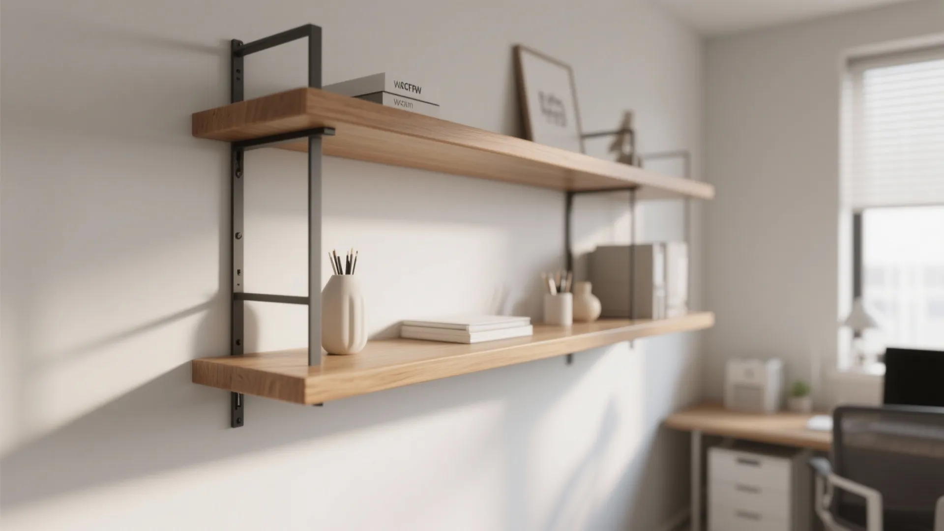 1. Floating Shelves with Hidden Brackets