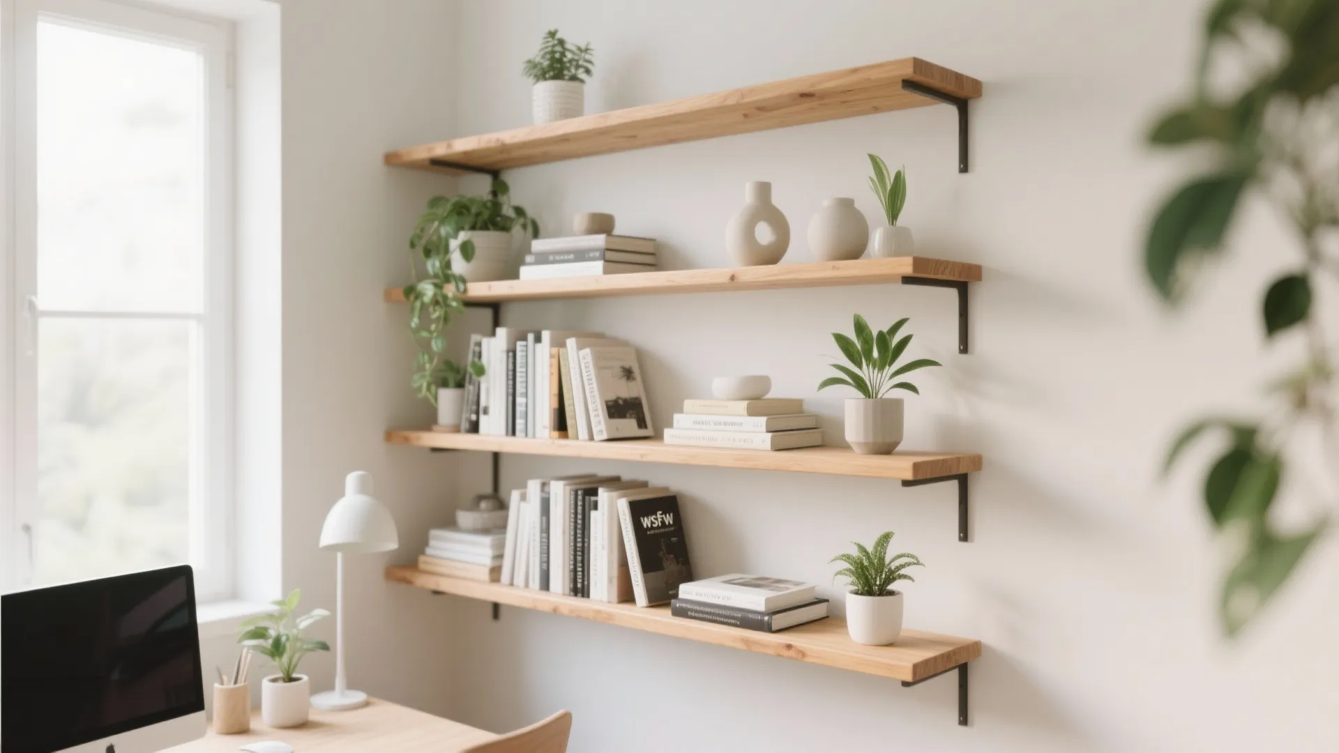 1. Floating Shelves for Vertical Storage