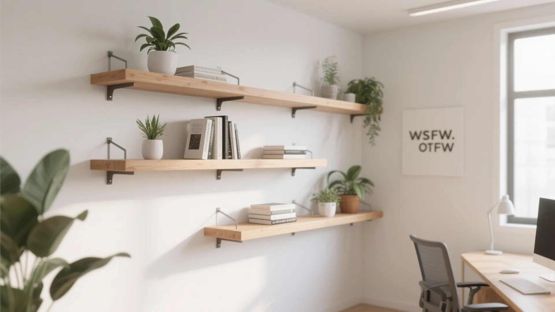 1. Floating Shelves with Hidden Brackets